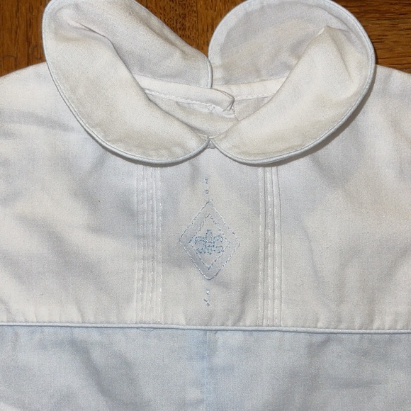 Petit Ami blue and white one Piece fleur-de-lis embroidery 6 months - Picture 6 of 9